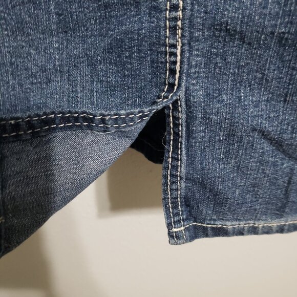 Denim Maxi Skirt 22W Plus Size Long Modest A-Line Straight Rhinestone Blue Jean - Picture 11 of 12